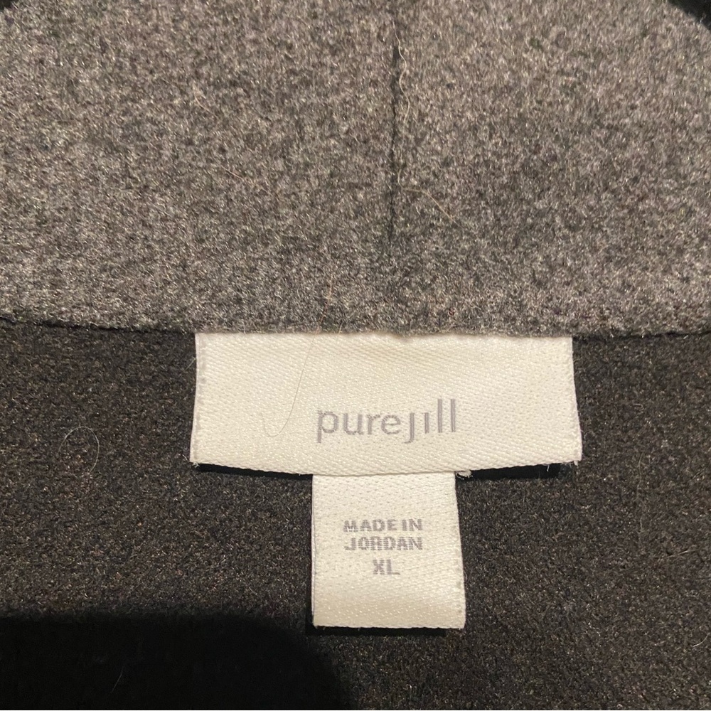 Pure J.Jill Grey Pea Coat Asymmetrical Wrap Coat XL - Picture 8 of 10